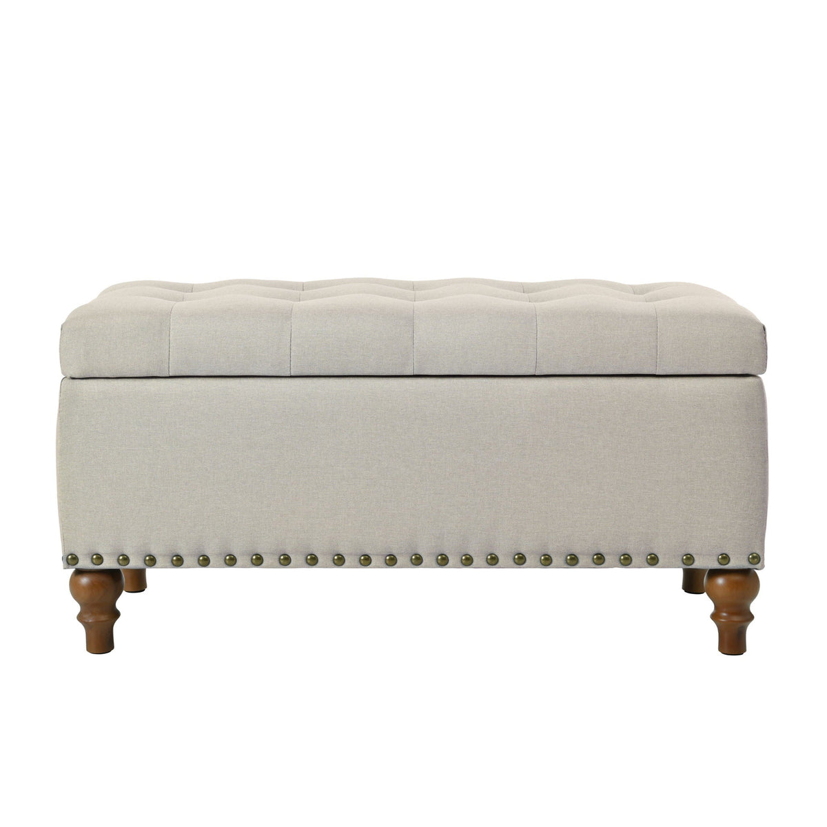 Upholstered Ottoman With Storage And Rivet Trim