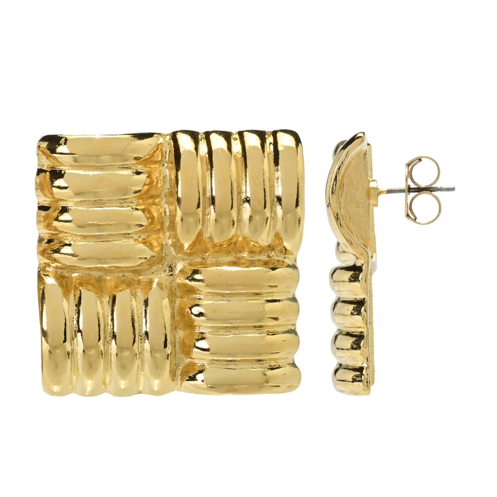 MAYAMAR 24K Gold Plated Handcrafted Vintage Look Square Earrings