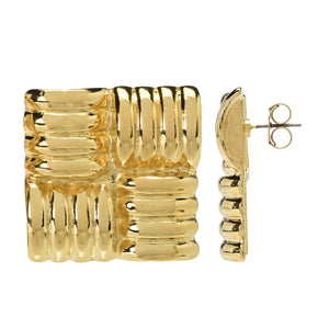 MAYAMAR 24K Gold Plated Handcrafted Vintage Look Square Earrings