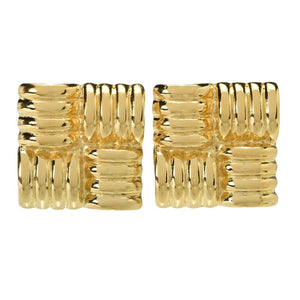 MAYAMAR 24K Gold Plated Handcrafted Vintage Look Square Earrings