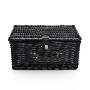 Picnic Basket Set for 2, Black Willow with Beige Accents