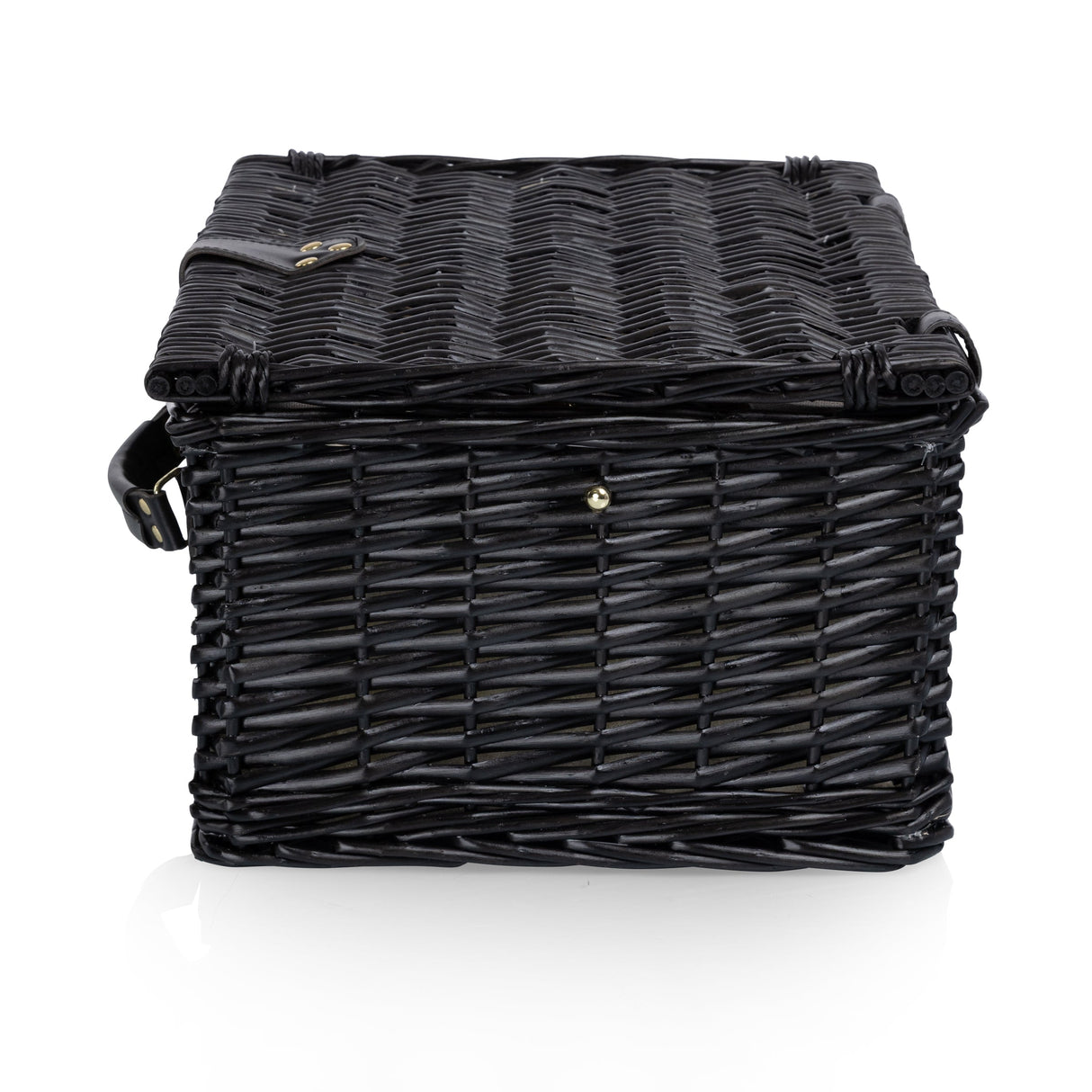 Picnic Basket Set for 2, Black Willow with Beige Accents