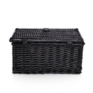 Picnic Basket Set for 2, Black Willow with Beige Accents