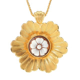Cameo Italiano 18K Gold Plated "Scent" Flower Cameo Pendant w/ Chain