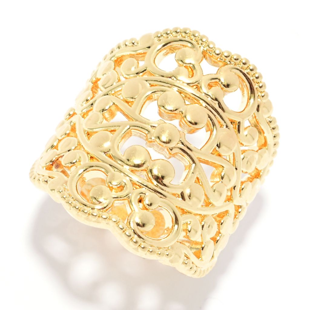 Toscana Italiana 18K Gold Plated Electroform Ornamental Filigree Ring