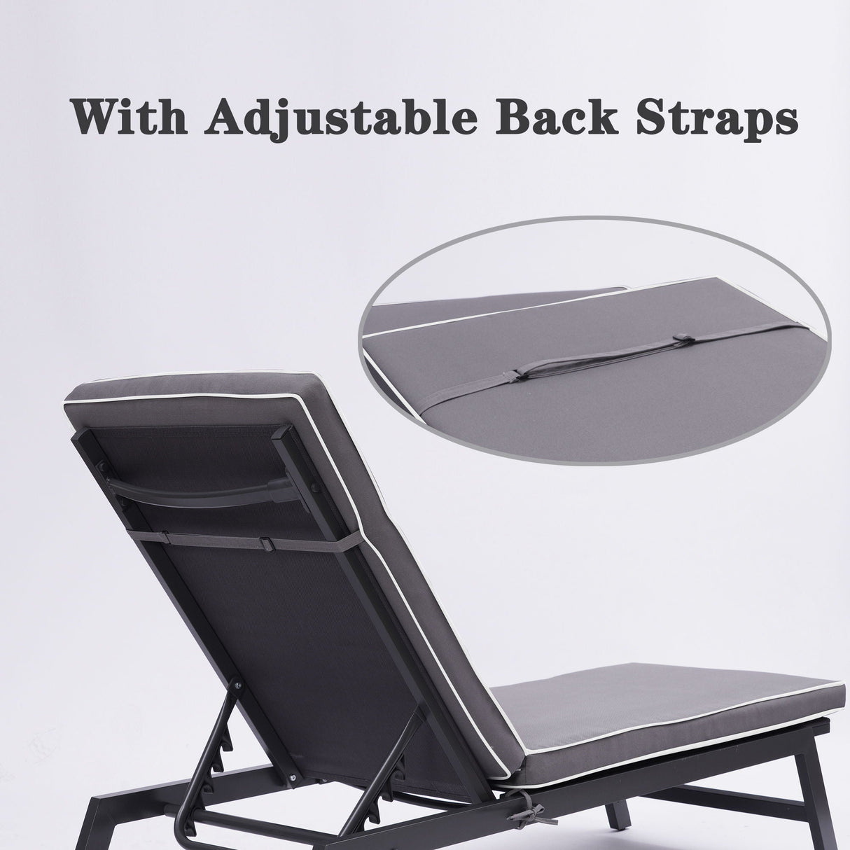 2 Pieces Set Outdoor Lounge Chair Cushion Replacement Patio Furniture Seat Cushion Chaise Lounge Cushion - Antique Gray / White