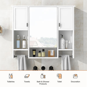 Wall Mounted Bathroom Storage Cabinet With Mirror, Medicine Cabinet With Towel Bar