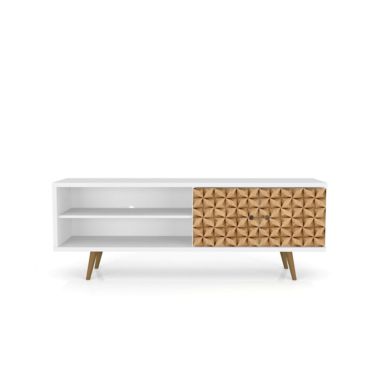 Liberty - TV Stand & 2 Open Shelves - Natural / White