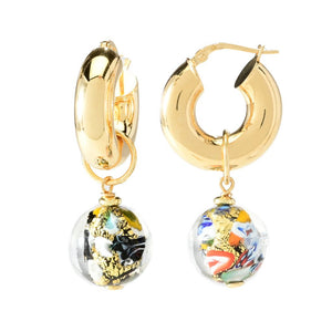 Toscana Italiana 18K Gold Plated Polished Choice of Charm Hoop Earrings