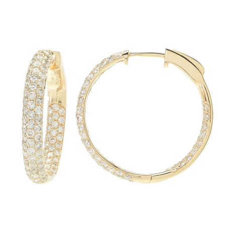 Gems of Distinction 14K Gold 1.90ctw Diamond Pave Hoop Earrings