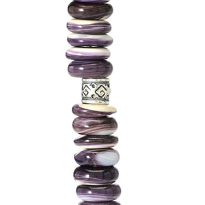 Southwest Elements Sterling Silver Wampum Shell Rondelle Bead Necklace