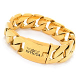 Invicta Men's Stainless Steel Choice of Length Curb Link Chain Bracelet