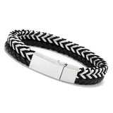 Invicta Jewelry 8.75" Stainless Steel Chain & Leather Bracelet