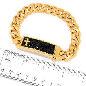 Invicta Men's Stainless Steel 9" Skull or Cross Curb Link Bracelet