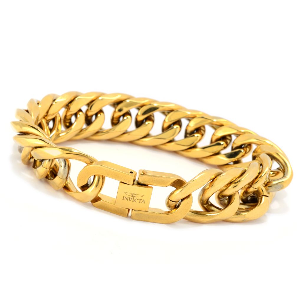 Invicta Men's Stainless Steel Beveled Cuban Curb Chain Bracelet