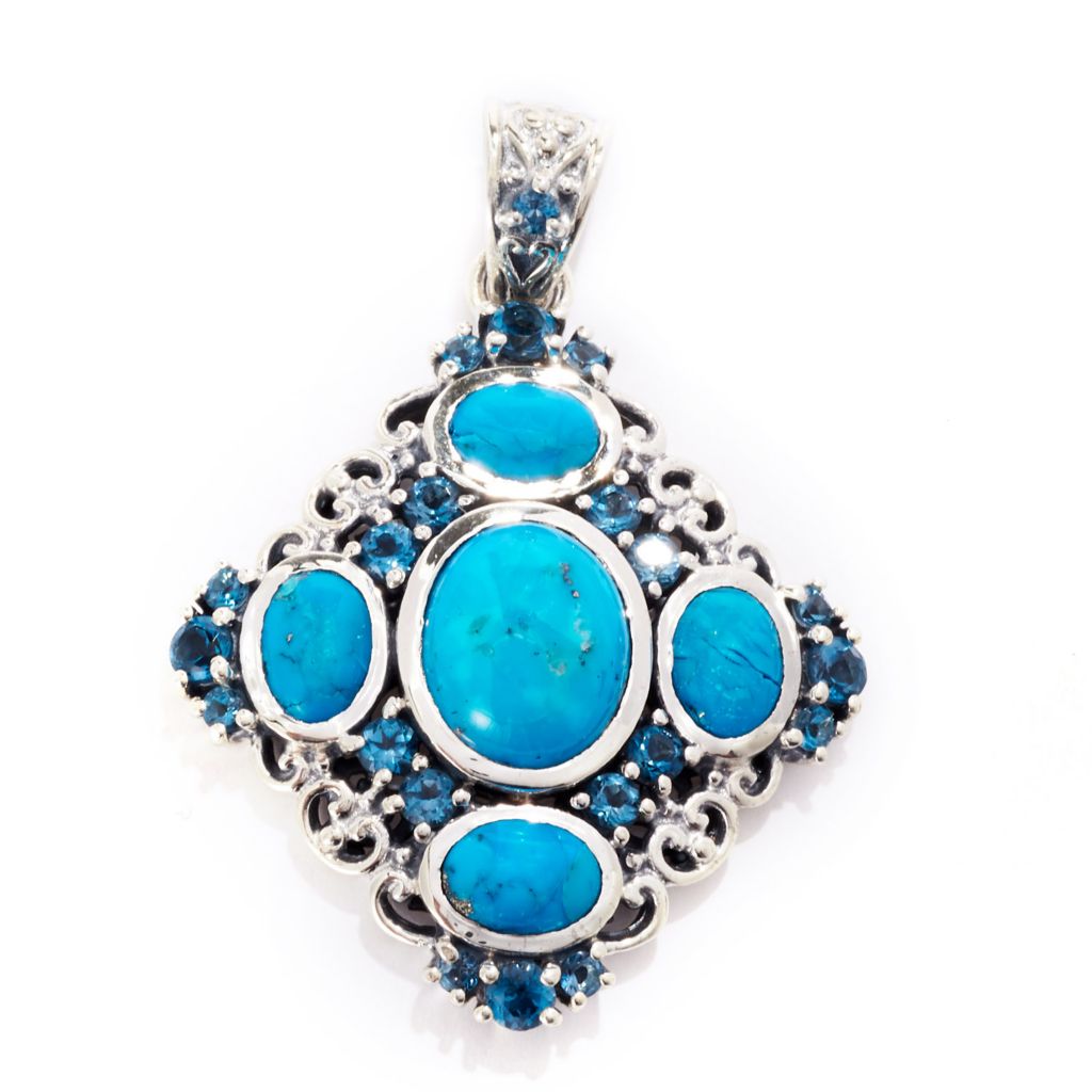 Artisan Silver by Samuel B. Persian Turquoise & Choice of Gem Pendant
