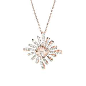 Gem Treasures 18K Rose Vermeil 1.53ctw Morganite & Zircon Pendant Necklace