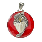 Artisan Silver by Samuel B. Choice of Gem & Carved Bone Buddha Pendant