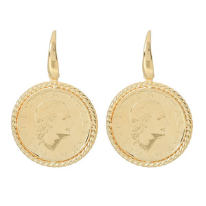 Toscana Italiana 18K Gold Plated Genuine 200 Lire Coin Earrings