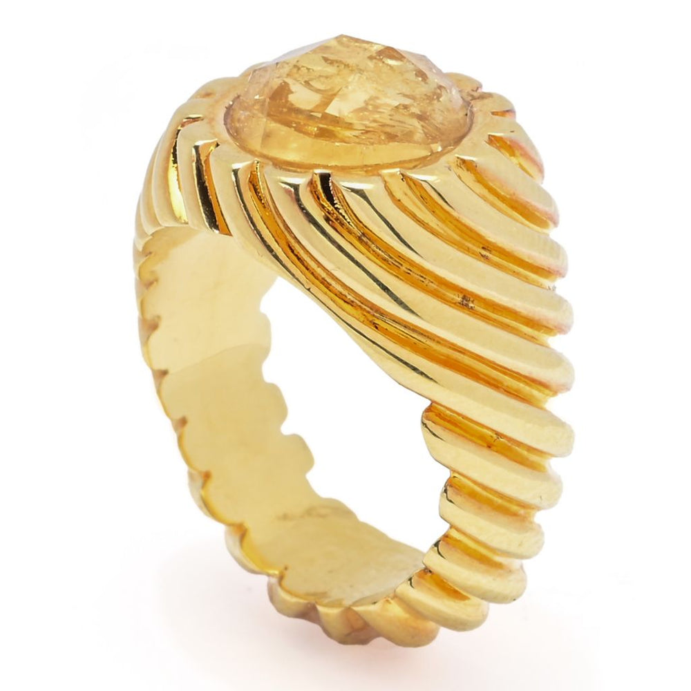 Toscana Italiana 18K Gold Plated Twist Texture Choice of Gem Ring