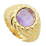 Toscana Italiana 18K Gold Plated Twist Texture Choice of Gem Ring