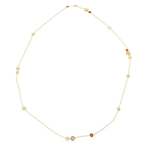 Cameo Italiano "Opera" Flower Shell Cameo & Multi Gem Station 44" Necklace