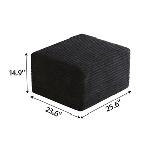 Black Plush Corduroy Sofa Ottoman - No Assembly Required