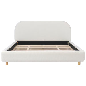 Queen Size Upholstered Bed With Boucle Fabric