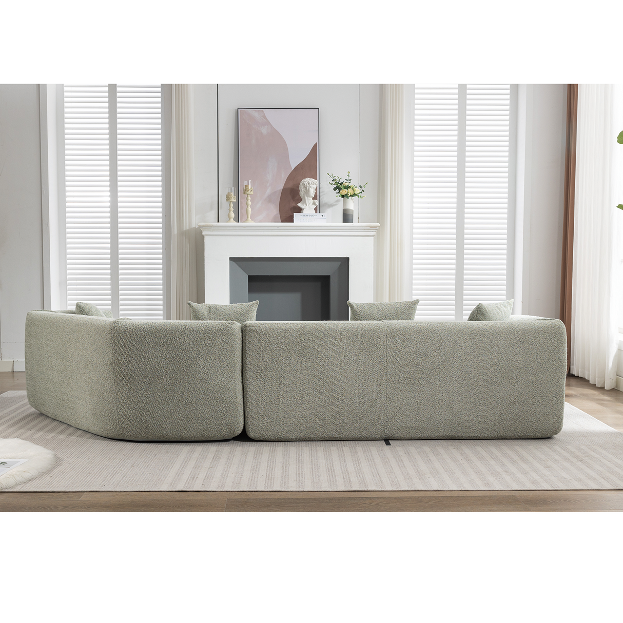 Modular Sofa Modern Minimalist Style Green Upholstered