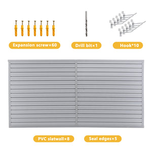 Heavy Duty PVC Slatwall Garage Organizer, 8ft x 4ft