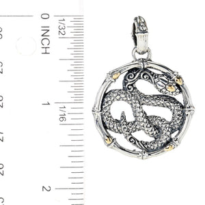 Artisan Silver by Samuel B. 18K Gold Accented Round Snake Pendant