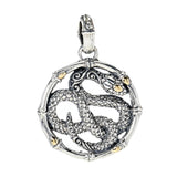 Artisan Silver by Samuel B. 18K Gold Accented Round Snake Pendant