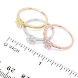 Gems of Distinction 1.18ctw Multi Color Diamond Set of 3 Flower Rings