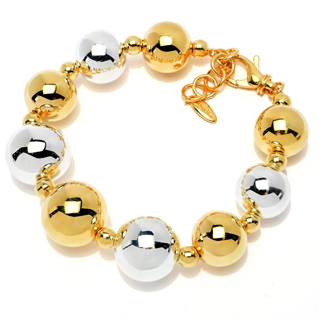 Graziella 23K Gold Plated Electroform Two-tone Beaded Bracelet