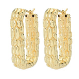 Graziella 23K Gold Plated Electroform Textured Paperclip Earrings