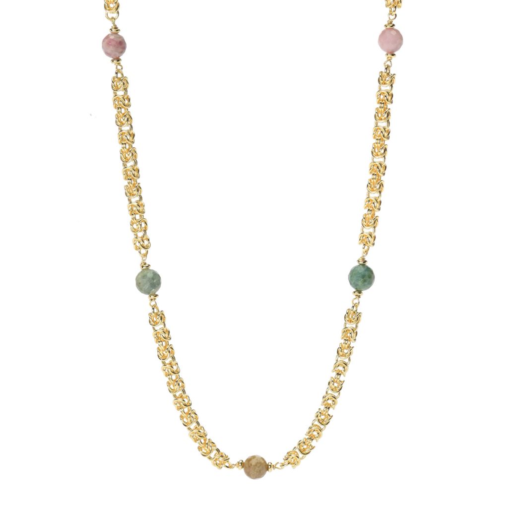 Toscana Italiana 18K Gold Plated Choice of Gem Station Byzantine Necklace