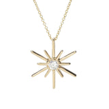 Gems of Distinction 14K Gold 0.16ctw Diamond Starburst Pendant w/ Chain