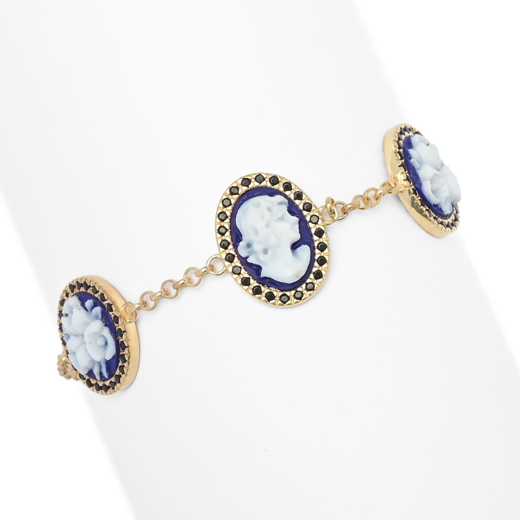 Cameo Italiano "Sunrise" Blue Agate Cameo & Simulated Diamond Bracelet