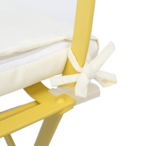 3 Pieces Patio Bistro Balcony Metal Chair Table Set - Yellow