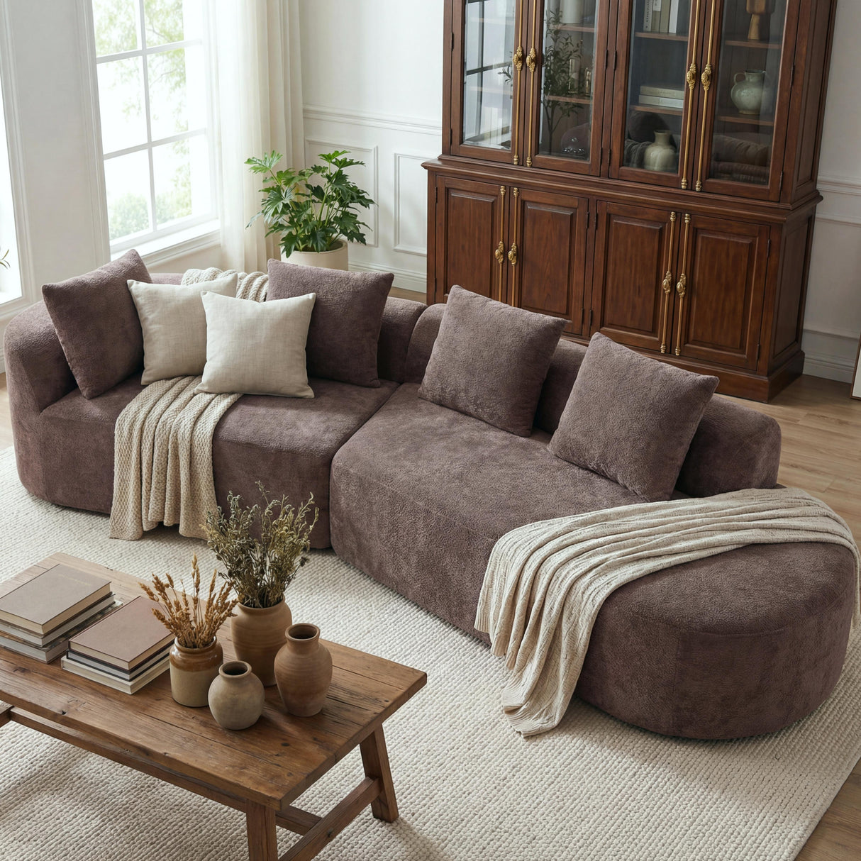 116" Modern Curved Sectional Sofa with High-Density Fully Compressed Sponge