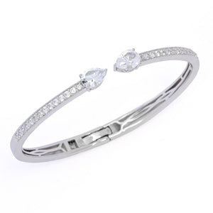 Gem Treasures 4.14ctw White Topaz & Zircon Kissing Cuff Bracelet