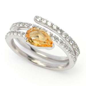Gem Treasures Choice of Gemstone & White Zircon Wrap Ring