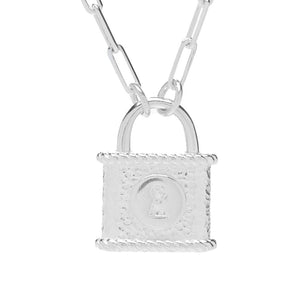 Passport to Turkey Gold Plated Textured Padlock Pendant w/ Paperclip Chain