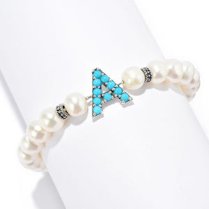 Artisan Silver by Samuel B. Pearl with Sleeping Beauty Initial Bracelet