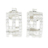 Sorrento Italian Silver 1.44 DEW Simulated Diamond Greek Key J-Hoop Earrings