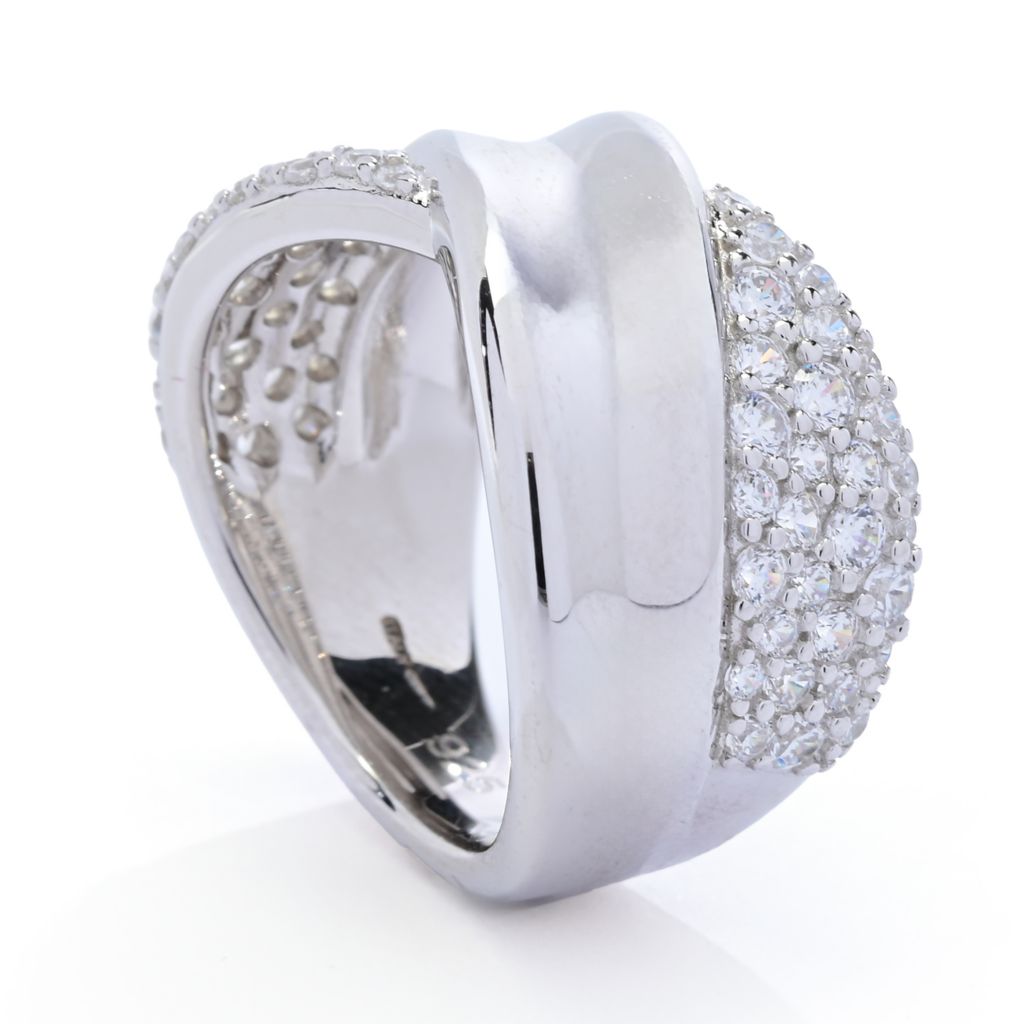 Sorrento Italian Silver 1.06 DEW Simulated Diamond Crossover Ring