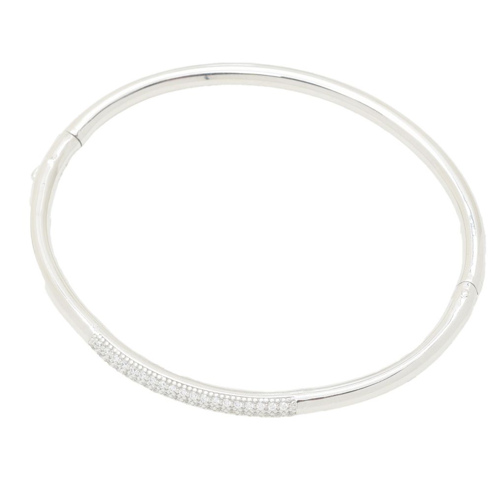 Sorrento Italian Silver 0.29 DEW Simulated Diamond Hinged Bangle Bracelet