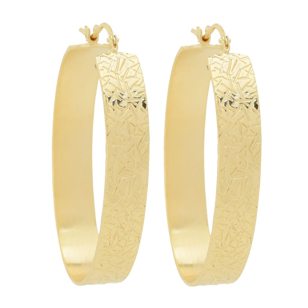 Toscana Italiana 18K Gold Plated Choice of Finish 1.5" Hoop Earrings