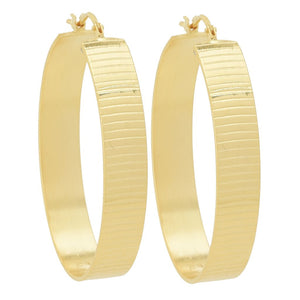 Toscana Italiana 18K Gold Plated Choice of Finish 1.5" Hoop Earrings