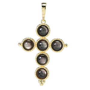 Toscana Italiana 18K Gold Plated Choice of Gemstone Cross Enhancer Pendant